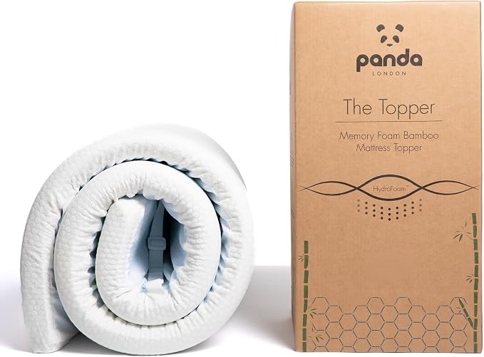 Surmatelas en mousse à mémoire de forme Panda – Hydro Foam – Housse en bambou – Antidérapant