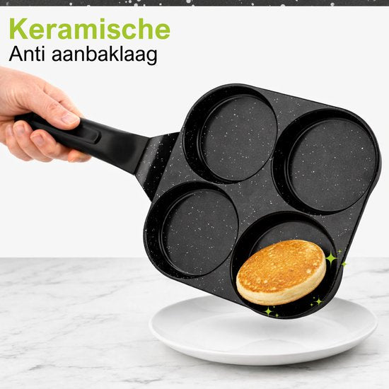 CeraFusion Poêle à crêpes 4 compartiments Ø8 cm - Induction - Sans PFAS - Poêle à œufs - Revêtement céramique - Convient à l'induction