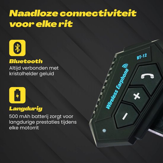 Casque de moto avec kit mains libres Bluetooth - Avec microphone pour casque - Étanche - Taille universelle