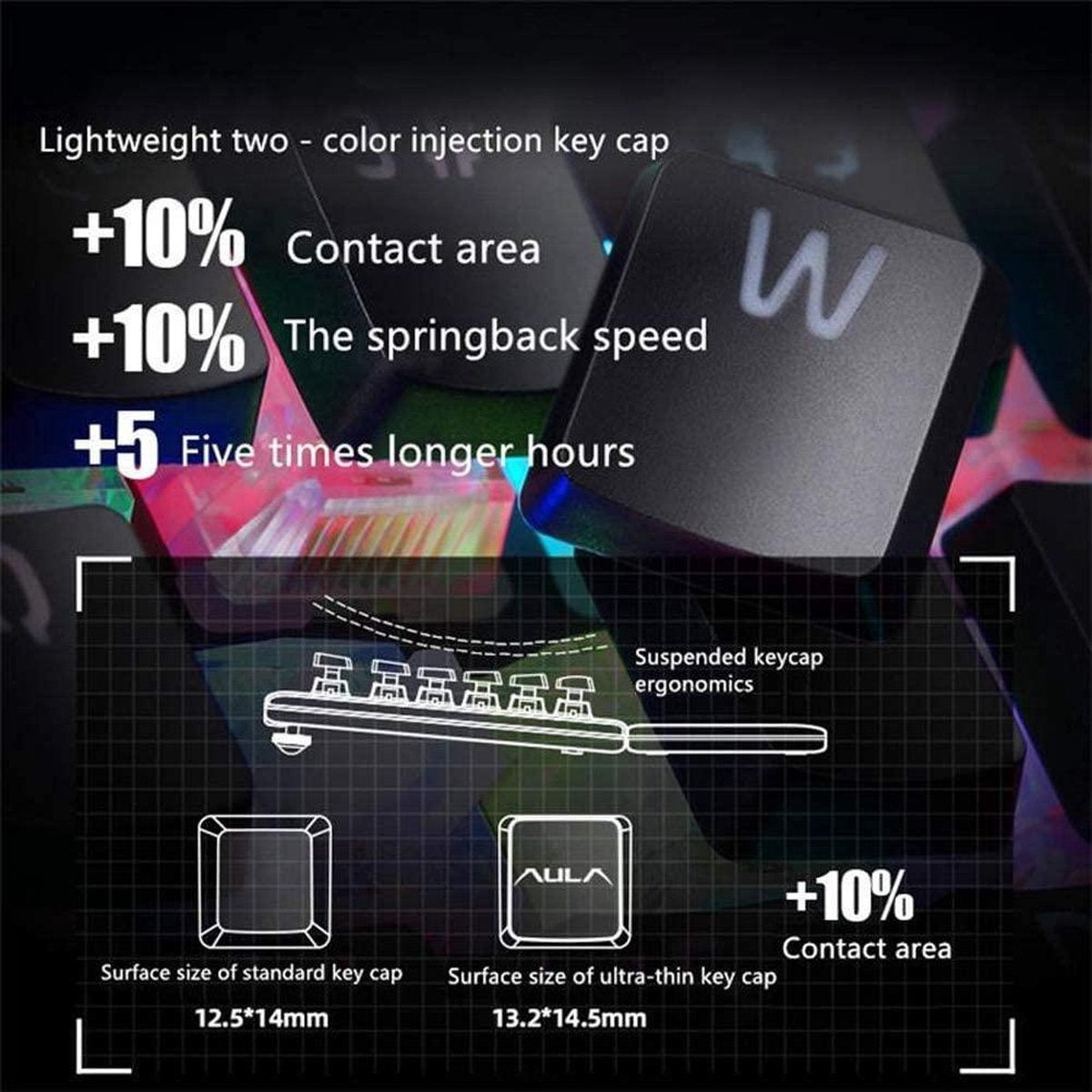 AULA S2096 Clavier mécanique gaming RGB - QWERTY - Interrupteur noir