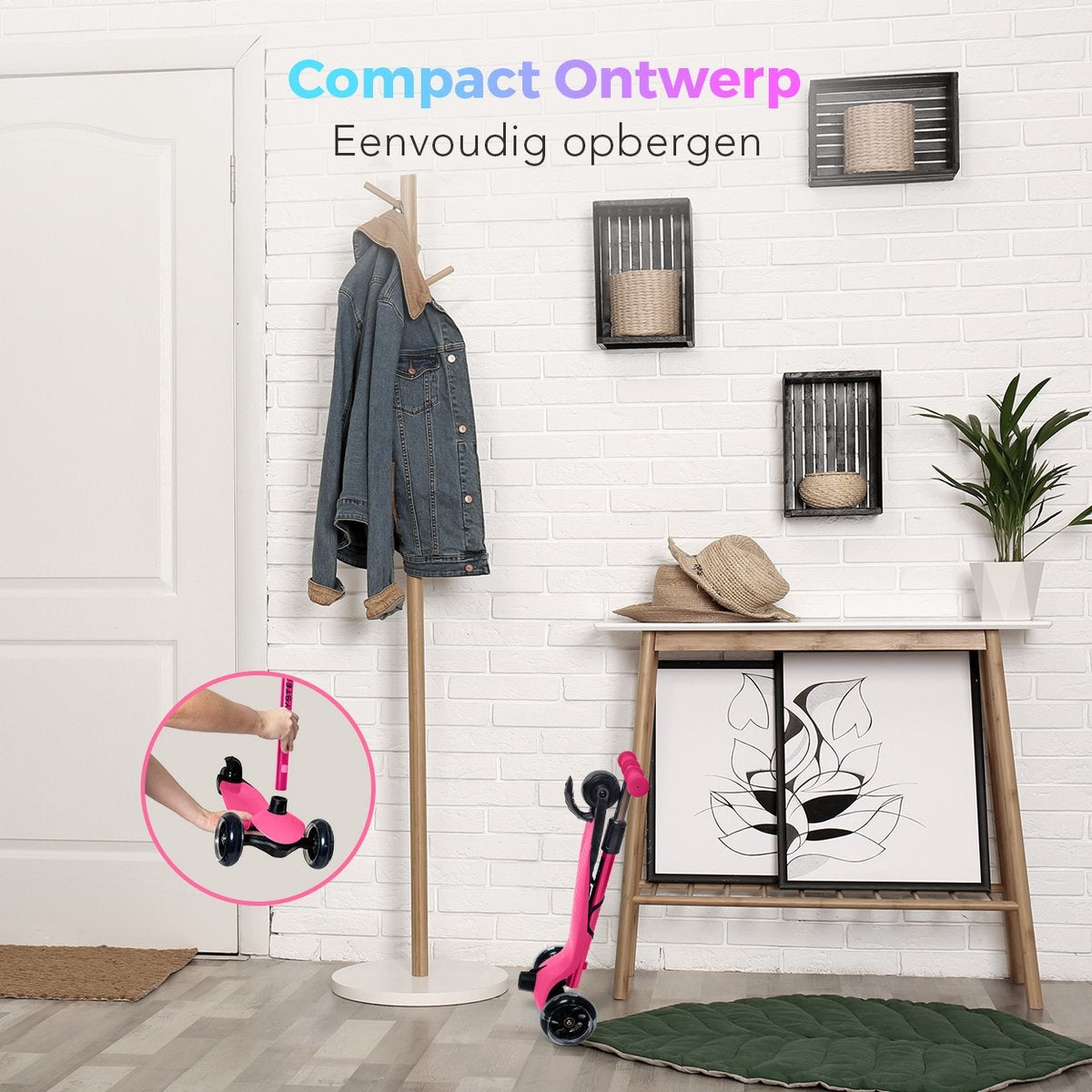 LifeGoods HappyStep - Trottinette pour enfants - Étape 2-5 ans - 3 roues lumineuses - Garçons/Filles - Rose