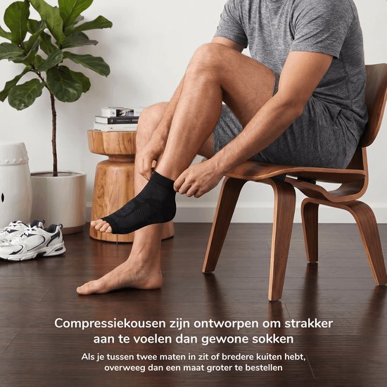 Chaussettes de compression Alyze - 2 paires - Pointure 39-42 - Noir - Pour femmes et hommes - Bas - Lit - Sommeil - Sport - Chaussettes - Course à pied
