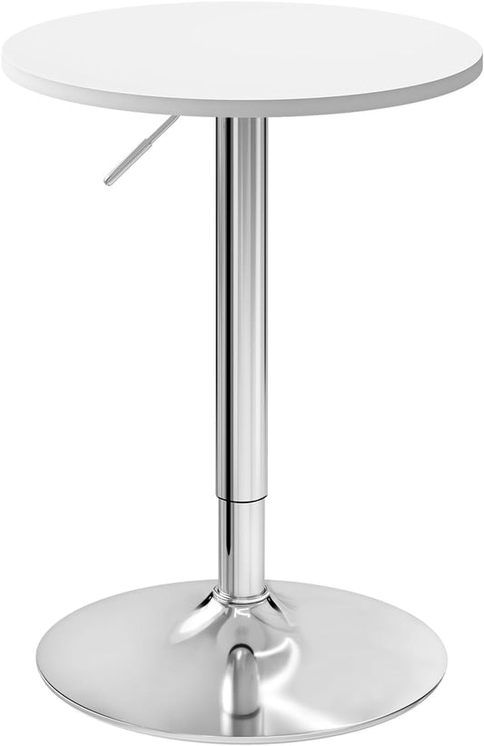 Table de bar réglable WOLTU - Ø 52 cm - Hauteur 70-91 cm - Pivotante - Pied chromé Ø 45 cm