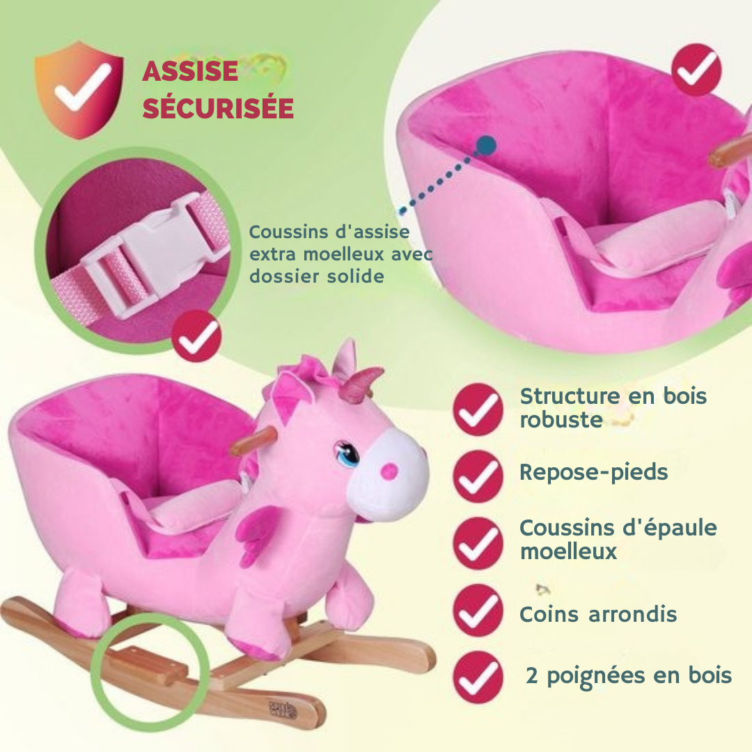 Spielwerk Rocking Chair Unicorn - Ceinture de sécurité à partir de 12m - Rose