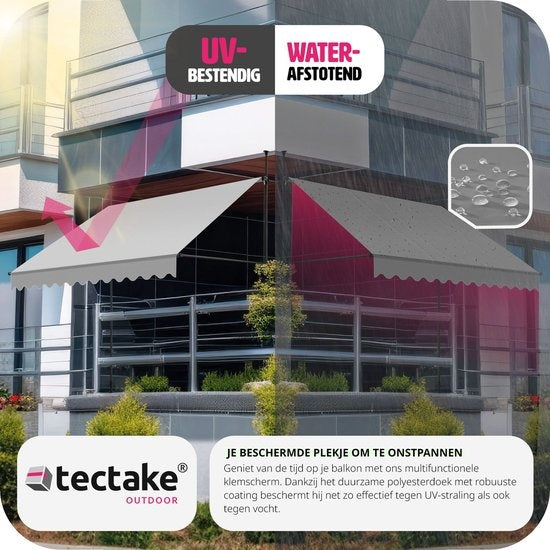 tectake - store à pinces - parasol - store - réglable - store à pinces - parasol balcon - 300 x 180 cm - gris clair - store - 404963