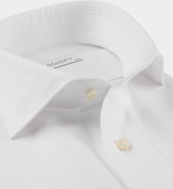 Chemise homme slim fit Profuomo - sergé - blanc - Repassage facile - Taille : 39