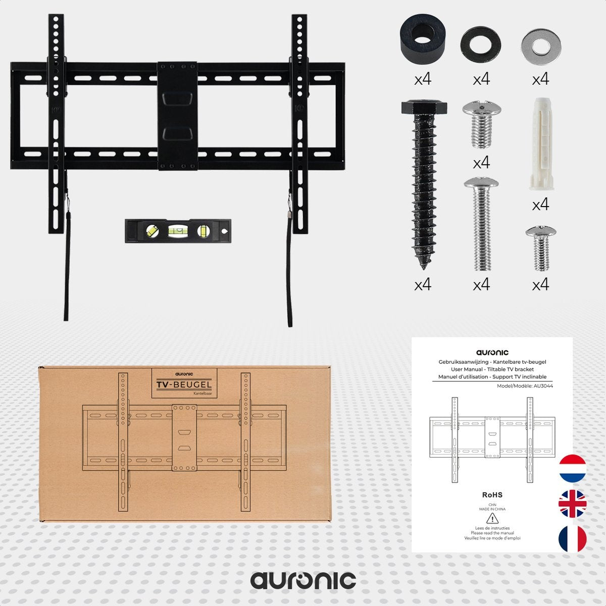 Support TV Auronic - Inclinable - 32 à 70 pouces - jusqu'à 60 KG - Noir