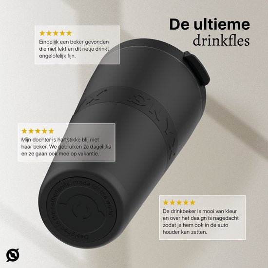 ONYX Bouteille à boire avec paille 700ML - Bouteille d'eau pour enfants et adultes - Tasse thermos en acier inoxydable Mug de voyage - Buveur motivé - Tasse à boire pour l'école - Noir