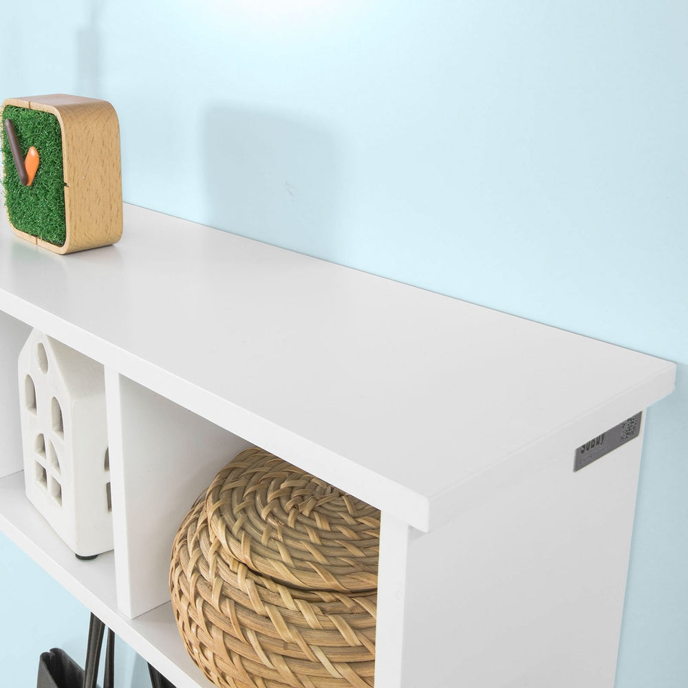 SoBuy FRG48-L-W Armoire murale avec 5 crochets - Blanc - 72x15x23 cm