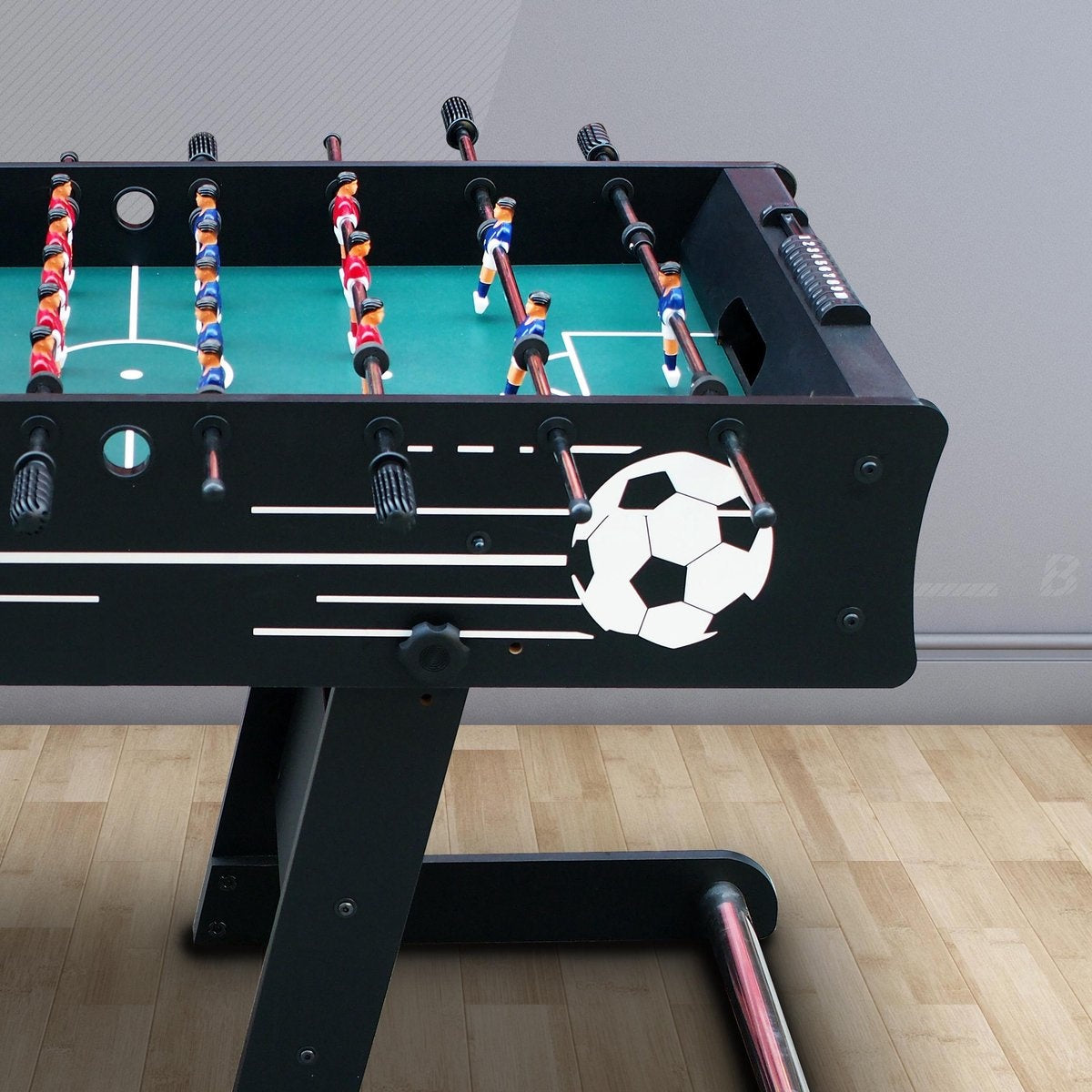 Cougar Scorpion Kick Football Table pliable en noir - Baby-foot avec 2 balles et compteur de score - Baby-foot d'intérieur 126x61x80cm