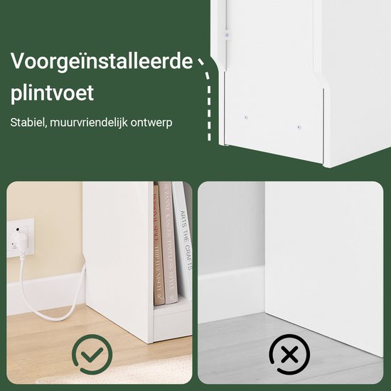 SoBuy 2-piece Slim Nightstand with Charging Station, Narrow Side Table with Standard Socket, USB Port and Type-C Port for Bedroom and Living Room, W20 x D35 x H60 cm, White, FBT111-E-WNx2 (table d'appoint étroite avec prise standard, port USB et port Type