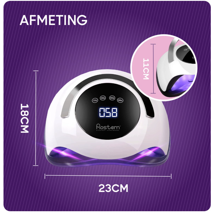 Rostem 120 Watt UV LED Nail Dryer - Nail Lamp - Perfectly Cured Nail Gel Paint - LED Lamp - Long Cord - White