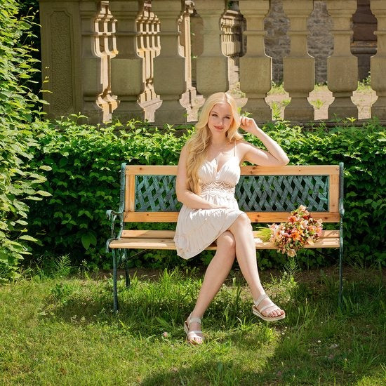 Banc de jardin en fonte - motif diamant - 128 x 51 x 73cm