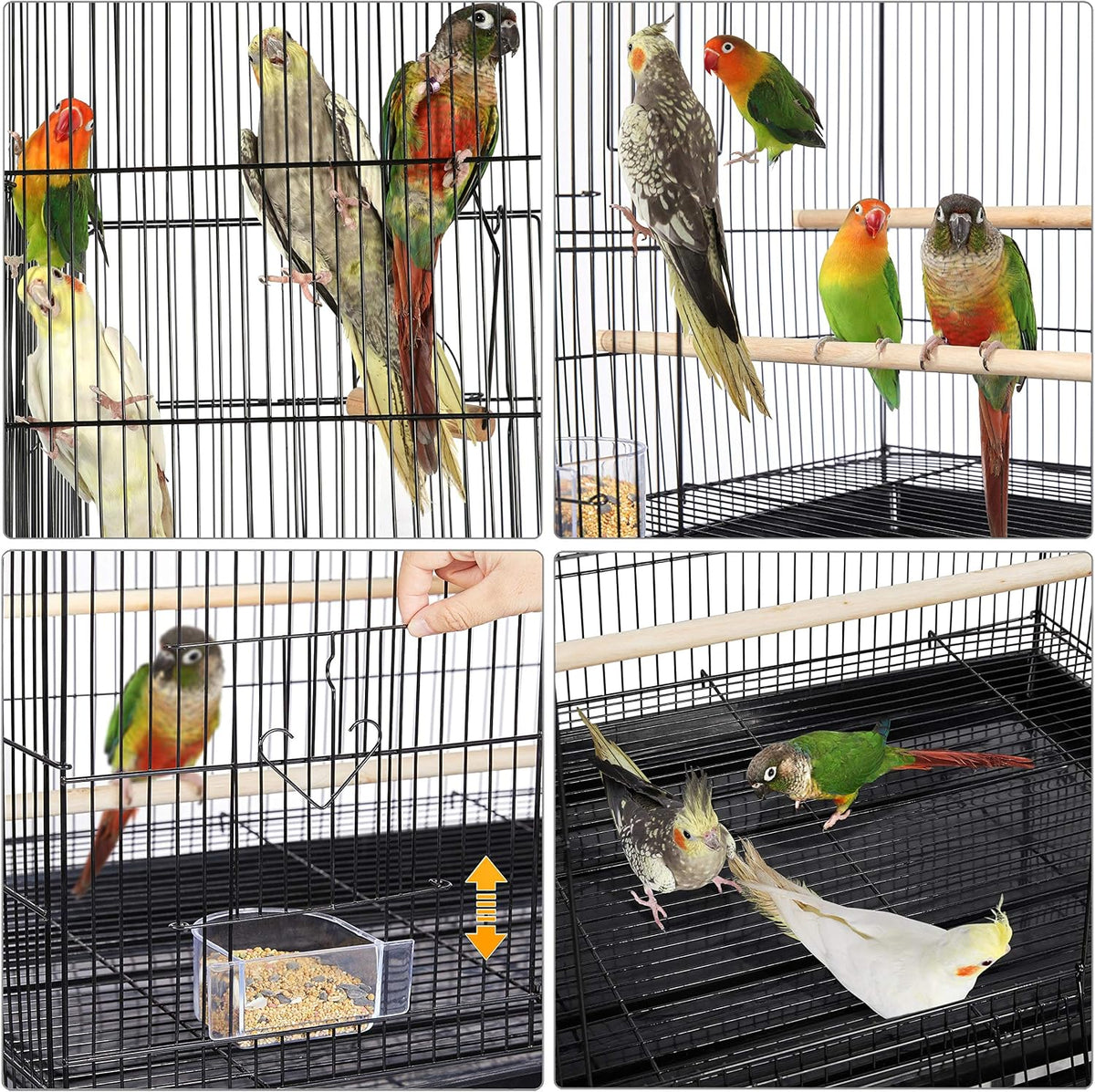 Cage à oiseaux empilable Yaheetech 76 × 45,5 × 45,5 cm – Noire – Cage spacieuse pour perruches et petits perroquets