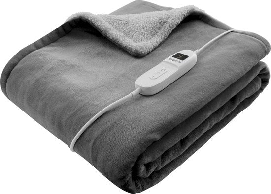 Inventum HB180G - Couverture électrique - Couverture chauffante - Couverture - 1 personne - 180x130 cm - Polaire - Gris