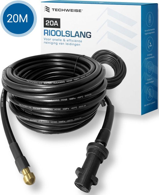 Techweise - Tuyau d'égout pour Kärcher K2 à K7 - 20M - Avec 4 buses haute pression à l'envers