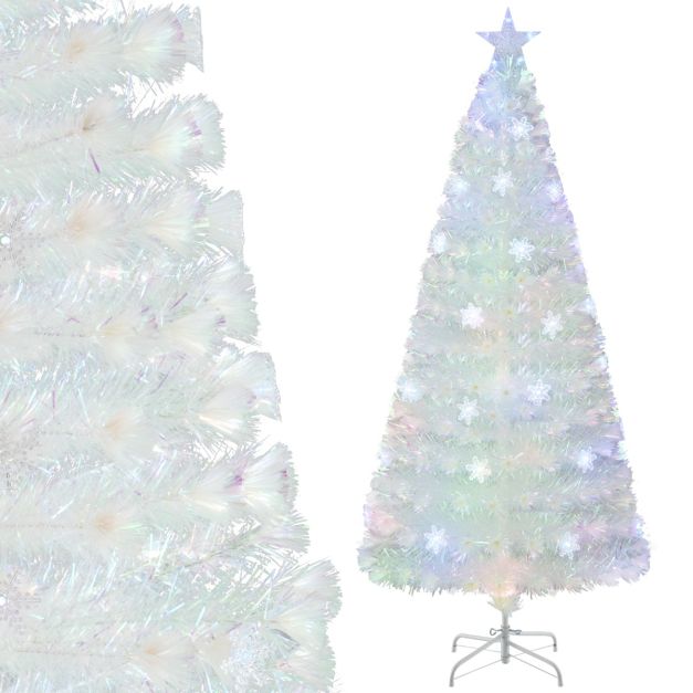Sapin de Noël artificiel Coast 180 cm, sapin enneigé avec éclairage LED à fibre optique, 8 modes CM25341DE