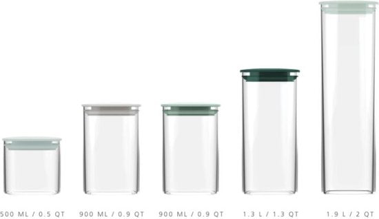 Joseph Joseph Editions Boîtes de conservation - Bocal de rangement avec support - Lot de 5 pièces - Vert