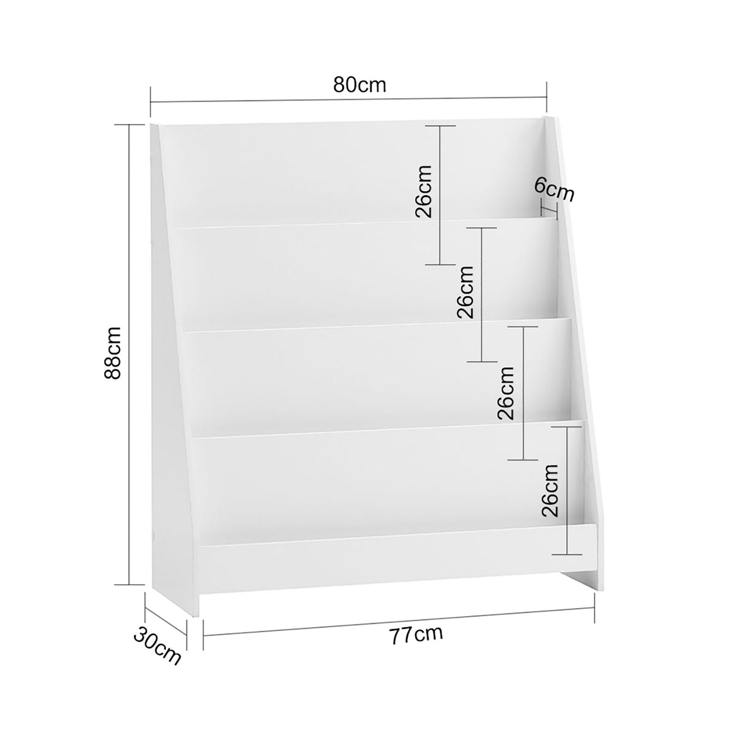SoBuy Bibliothèque Enfant - 4 compartiments de rangement - Blanc - 80x30x88 cm
