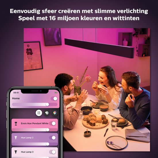 Suspension Philips Hue Ensis - lumière blanche et colorée - noire
