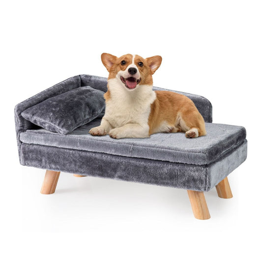 Lit surélevé pour animaux de compagnie Coast - Canapé pour chien avec coussin et oreiller amovibles - Gris - 71 x 43 x 40 cm