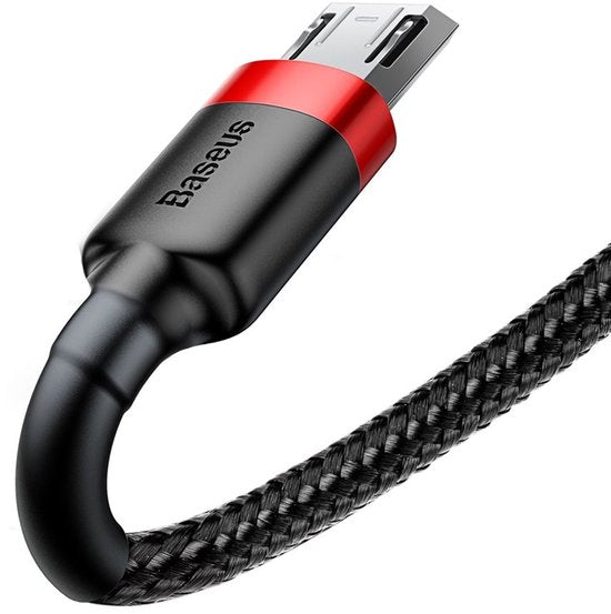 Baseus - Câble universel USB vers Micro USB - Compatible notamment avec les appareils Samsung et autres - 2 mètres - 1,5 A - Noir/Rouge