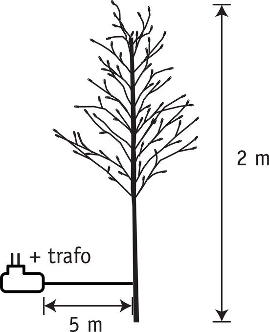Luca Arbre à lumière avec éclairage LED blanc chaud - H200 x Ø18 cm - Noir