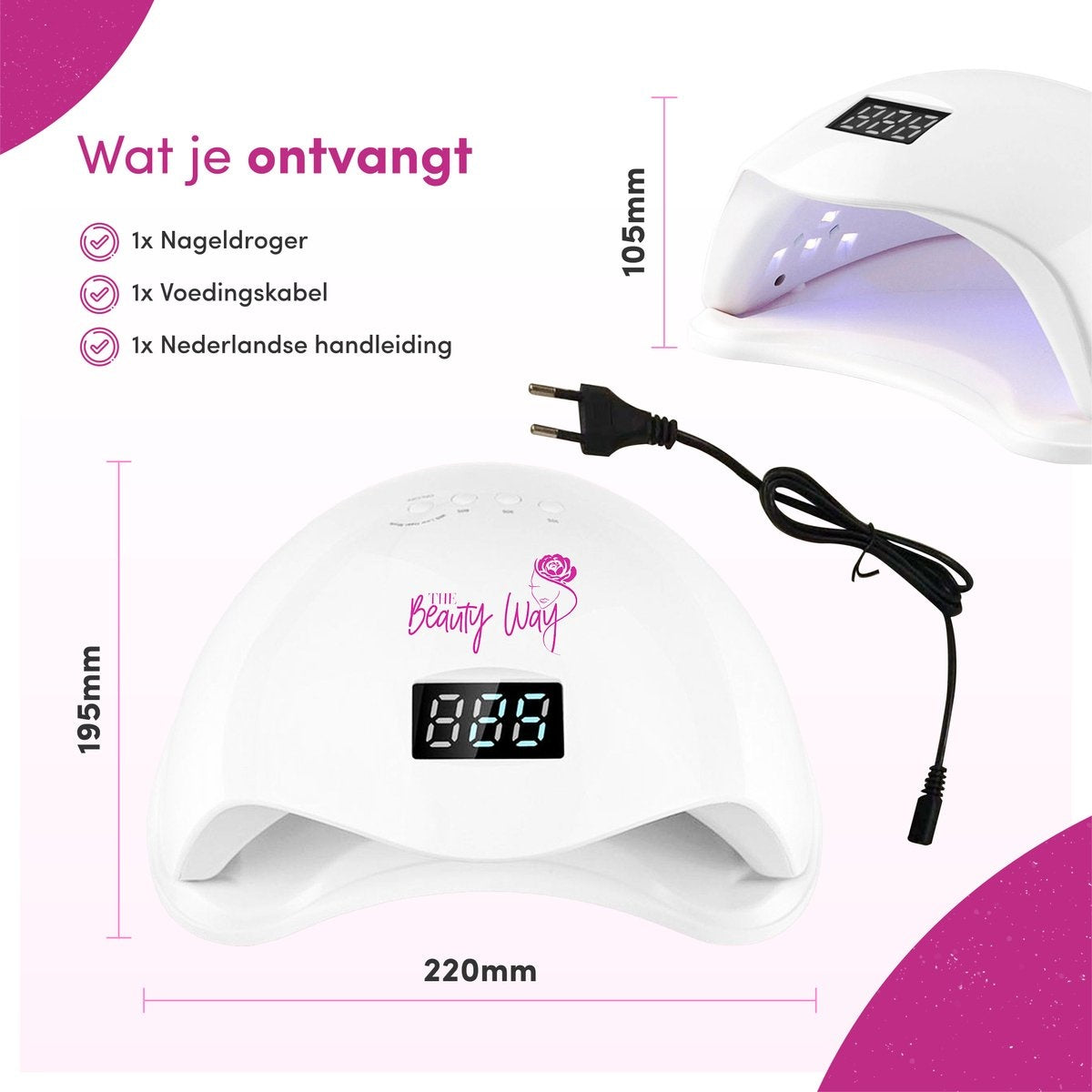 TheBeautyWay Sèche-ongles - pour ongles en gel - Convient à tous les vernis en gel - 24 LEDs