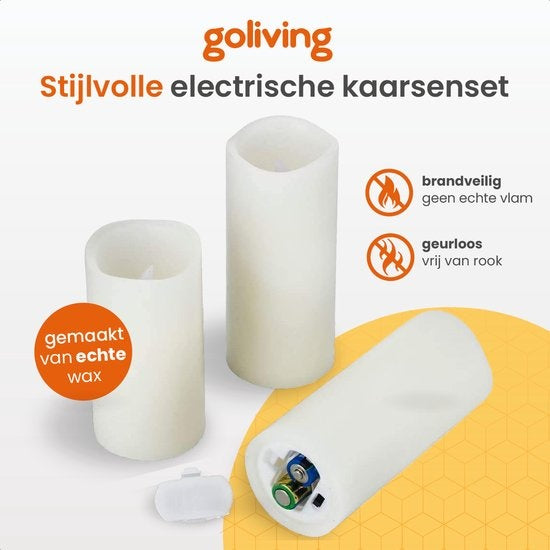 Bougies LED Goliving avec télécommande - flamme mobile - cire véritable - 2 télécommandes - lot de 9