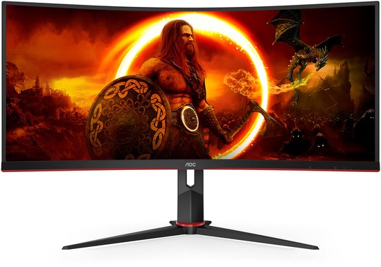 AOC CU34G2XP - Écran de jeu ultrawide incurvé - HDR400 - Hub USB - 180 Hz - 34 pouces