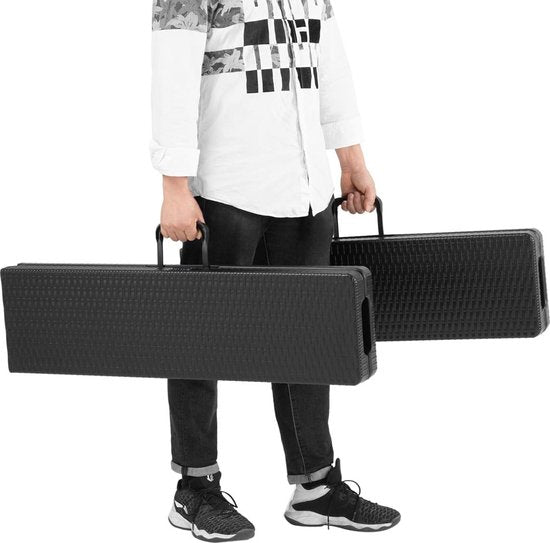 Banc de jardin pliable Casaria - 2 pièces avec poignée de transport -180 cm Noir