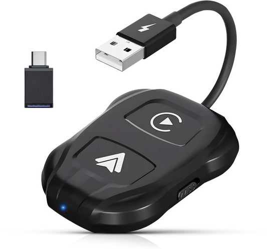 CarMe Luxe 2-in-1 Car Dongle - Wireless CarPlay & Android Auto - Modèle 2024 - Noir