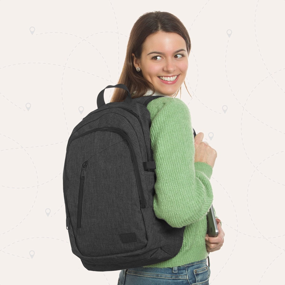TRVLMORE Sac à dos - 25L - 15.6 inch - Sac à dos pour ordinateur portable - Sac d'école - Unisex - Splashproof Anthracite
