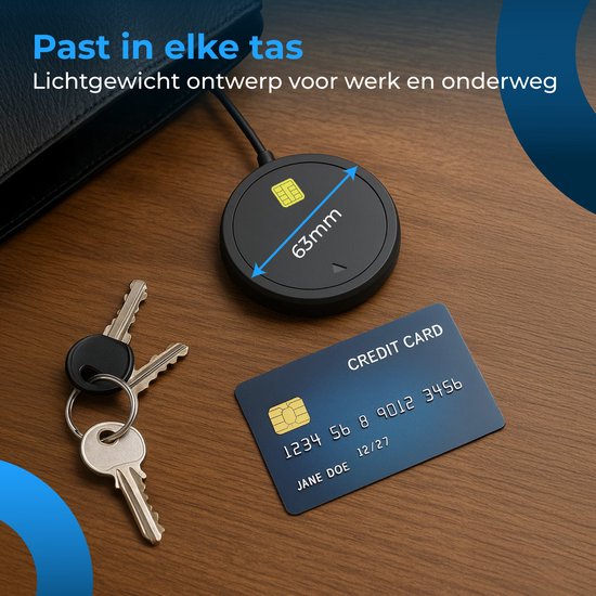 Lecteur de cartes d'identité Nuvance Id - Lecteur eID Belgique - Pour cartes d'identité belges, cartes bancaires et badges d'entreprise - Lecteur de cartes d'identité USB