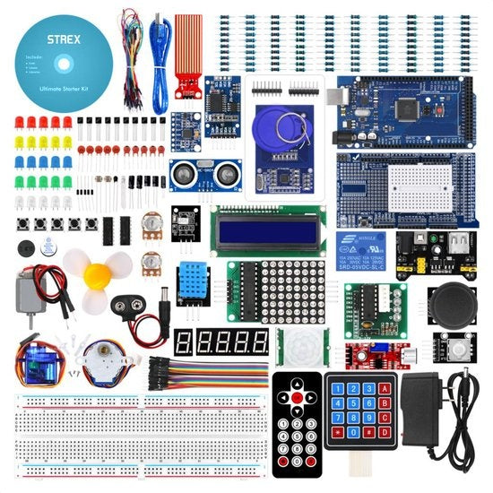 Kit de démarrage Strex pour Arduino Extra Large, ATmega2560, 278 pièces, dans une boîte de rangement