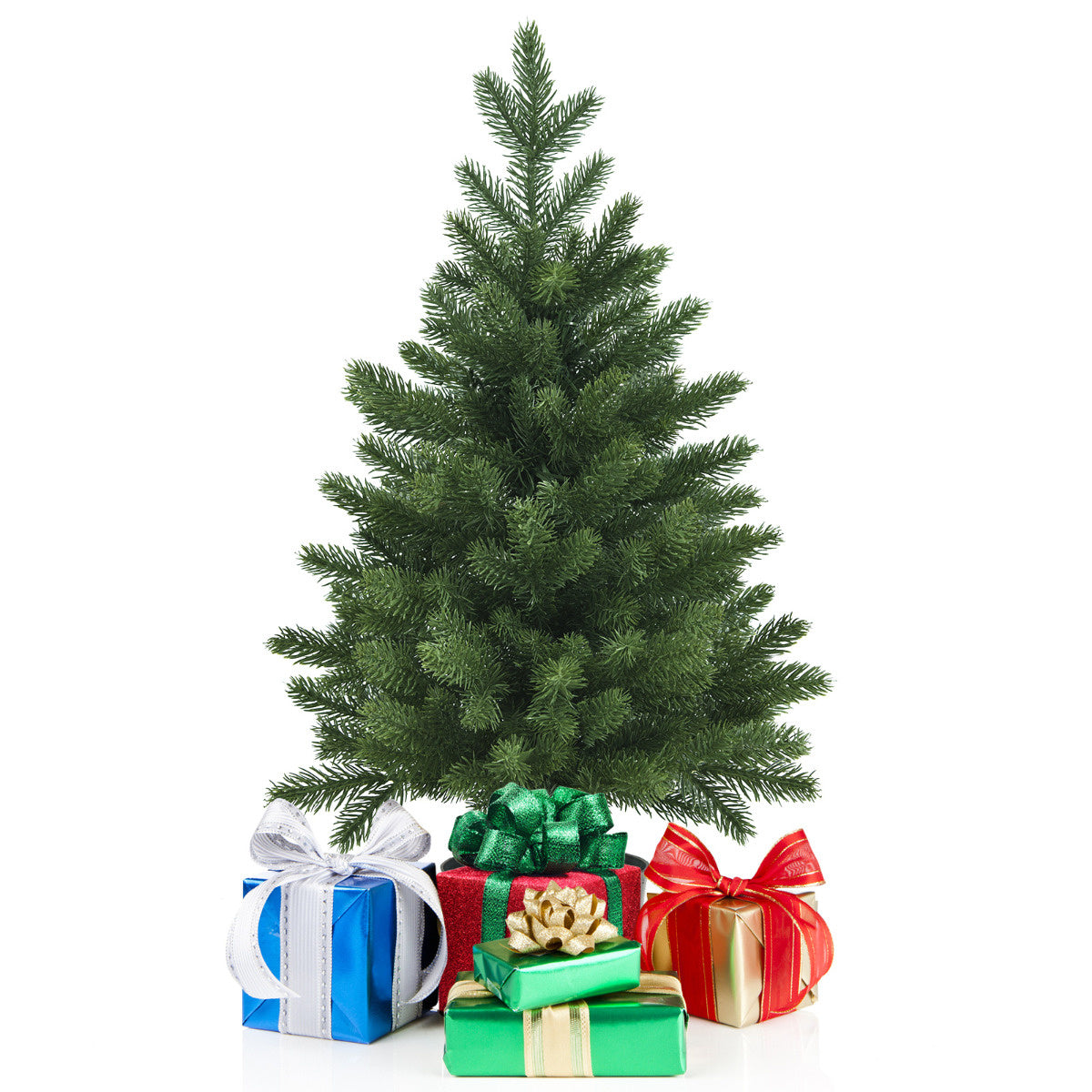 Costway Arbre de Noël Artificiel avec Pointes de Pin et Baies Rouges - Vert - 195cm