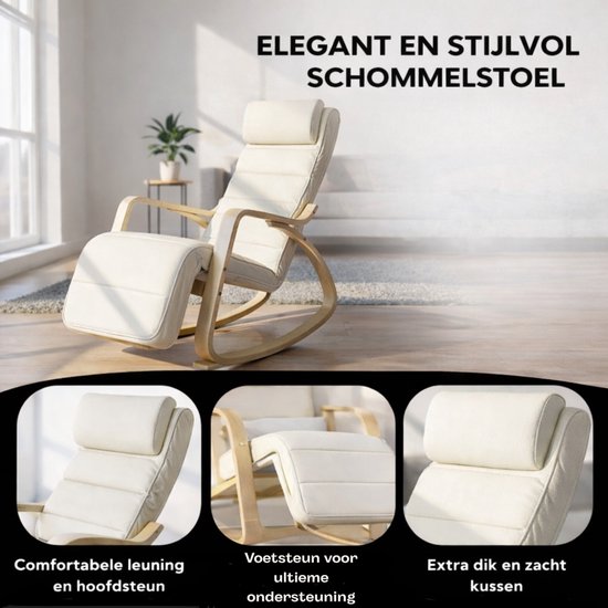 Fauteuil à bascule Bayt - Fauteuil - Fauteuil à bascule pour chambre d'enfant - Fauteuil de relaxation - Blanc