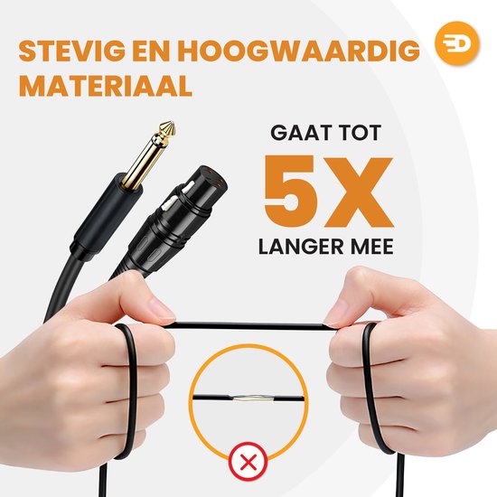 Drivv. Premium XLR Cable - XLR femelle vers jack 6,35 mm mâle - Jack stéréo - 2 mètres