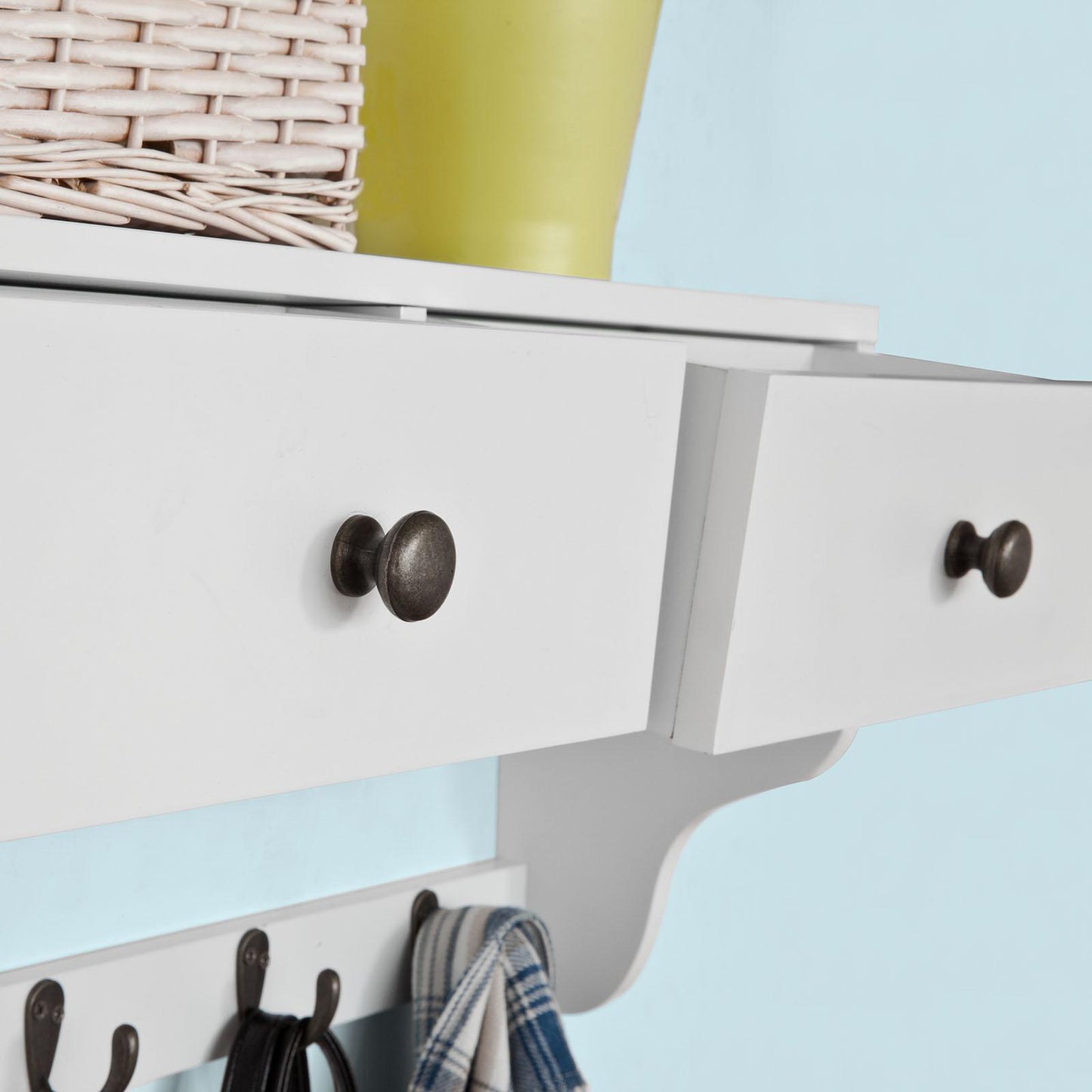 SoBuy Porte-manteau mural - 5 crochets - L60 x P14 x H27cm - Blanc