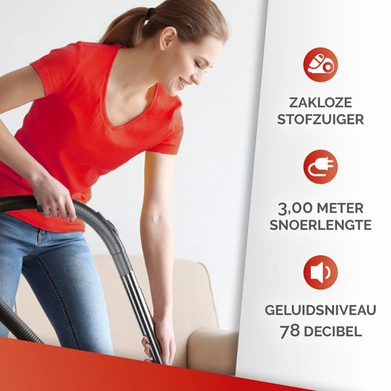 Dunlop Aspirateur sans sac - 700 Watts - Bac de récupération de 2 litres - Rouge/Noir