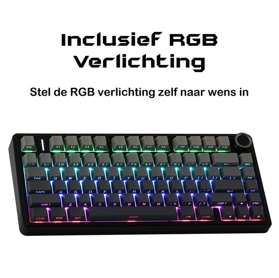 EPOMAKER x AULA F75 - Noir/Gris - Clavier mécanique sans fil - RGB - 75 % - QWERTY - Clavier gaming - Commutateurs Reaper