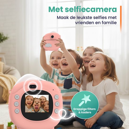 ODESSEY Caméra pour enfants avec imprimante - Full HD - Caméra Selfie - Carte SD 32GB - Photo - Vidéo - Jeux - Caméra numérique pour enfants - Caméra photo pour enfants - Rose