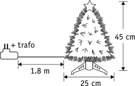 Sapin de Noël artificiel Mercury de Luca Lighting avec éclairage à fibre optique - H 45 x Ø 25 cm - Vert