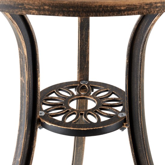 tectake® Ensemble bistro 2 personnes - Table bistro vintage avec 2 chaises bistro - Ensemble bistro en aluminium pour le jardin, la terrasse ou le balcon - Résistant aux intempéries - Couleur bronze