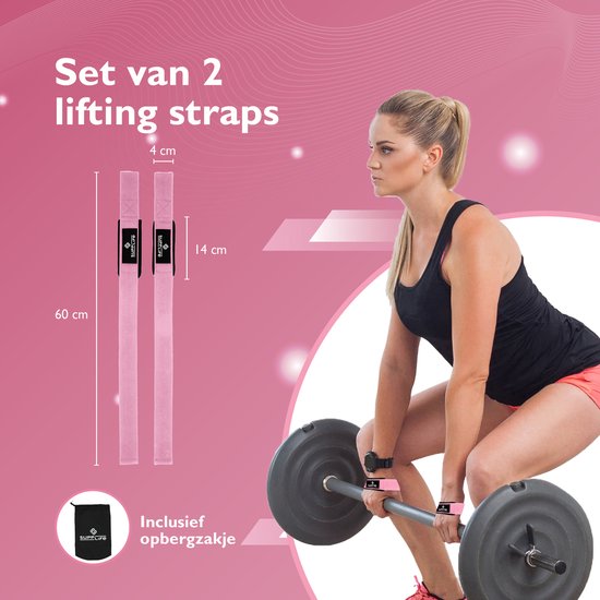 Supplife Lifting Straps - Sangles d'haltérophilie - Salle de sport - Poignées / Crochets de levage - Fitness, Powerlifting, Crossfit et musculation - Entraînement - Sangles pour soulevé de terre - Rose