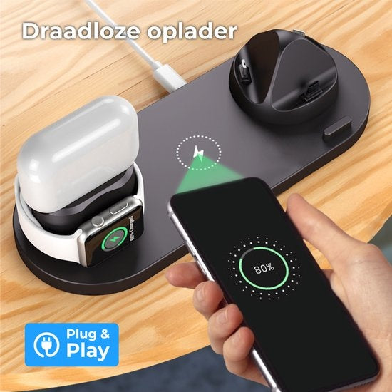Nuvance - Chargeur sans fil 6 en 1 - Convient à tous les appareils Qi - Chargeur sans fil - Chargeurs sans fil