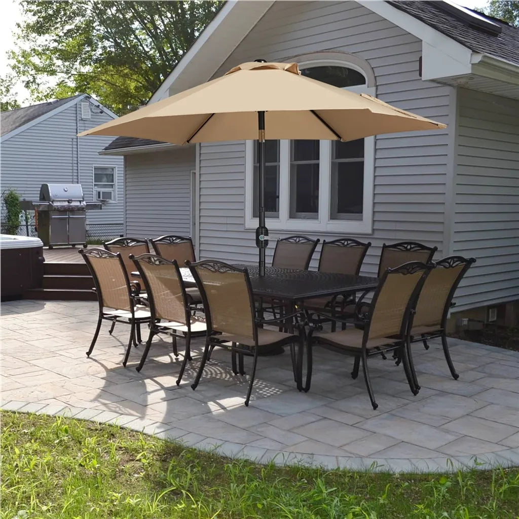 Yaheetech Parasol - Inclinable - Manivelle - 226 cm - Marron clair