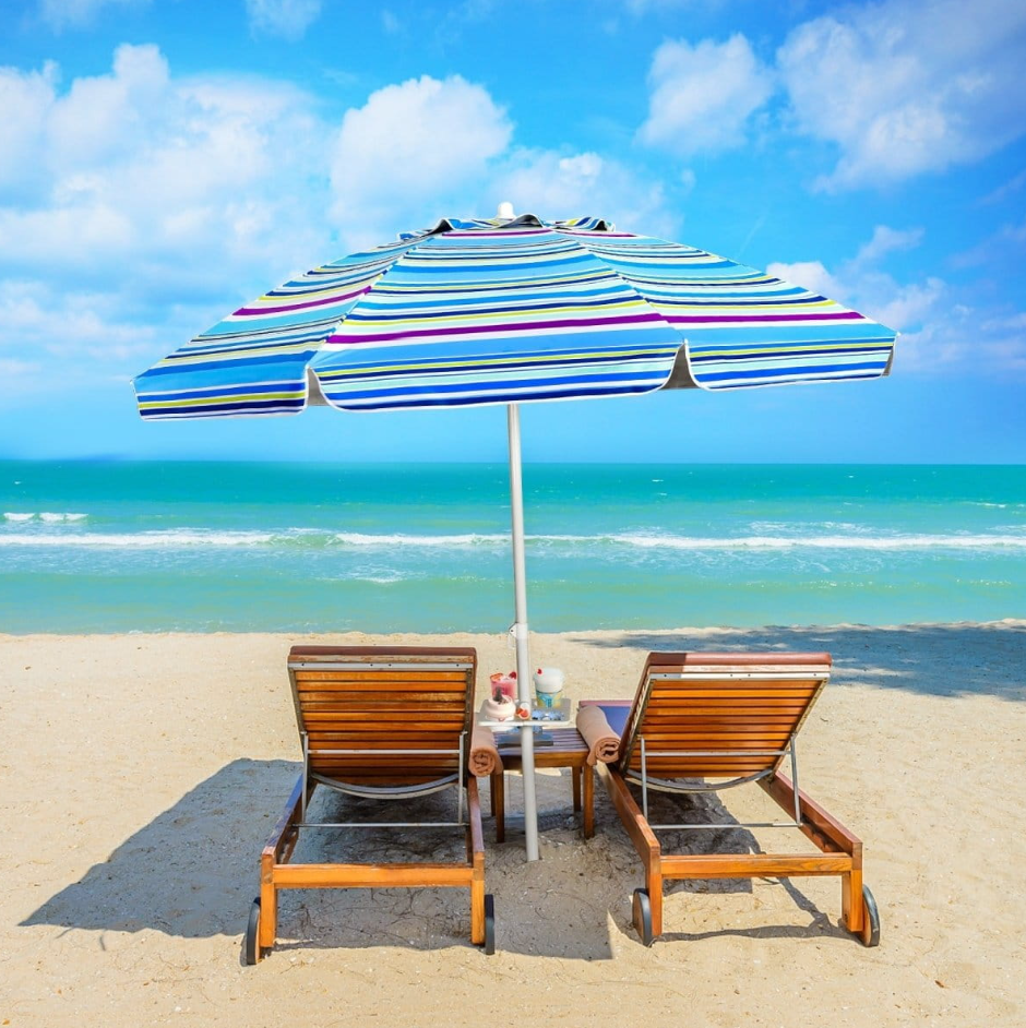 Parasol de plage réglable Coast - avec poignée - protection UPF 50+ - 200 x 220 cm - bleu
