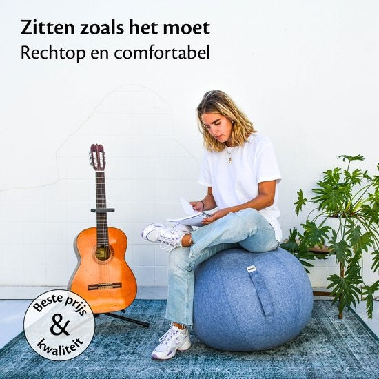 Balle d'assise - Backerz® - Siège ballon - Housse en lin - 65 cm - Chaise de bureau Ergonomique