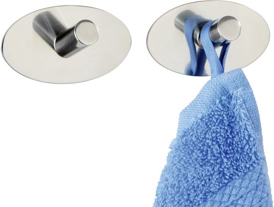 Crochets muraux Wenko Piceno 6,5 cm, acier inoxydable argenté, lot de 2
